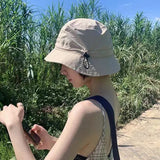 Bonnyshow Summer Bucket Hat Women Men Solid Color Quick Drying Fisherman Cap Folding Drawstring Unisex Sun Visor Hats Outdoor Panama Caps