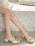 Bonnyshow  Designer Summer Thick Heel Women Slippers Fashion Butterfly-knot Ladies Outdoor Dress Slides Sandalias