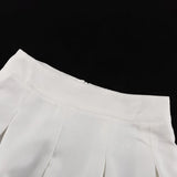 Bonnyshow  Fashion Pleated Skirt Suit Women's Halter Sleeveless Top Backless High Waist Maxi Skirt Hot Girl Sexy Club Party Outfits