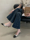 Bonnyshow  New Design Mixed Color Pointed Toe Women Pumps Fashion Elegant Slingbacks Thin Low Heels Party Prom Mule Shoes