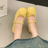 Bonnyshow  Designer Spring Women Mary Jane Shoes Fashion Square Toe Ladies Comfort Soft Sole Flats Women's Comfort Ballerinas Shoes