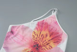 Bonnyshow  Sexy Diagonal Collar Floral Print Irregular Tops for Women 2025 Summer Diagonal Collar Backless Crop Top Y2K Girls Camisoles