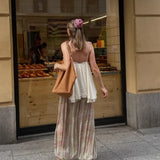 Bonnyshow  Summer Women's Flower Printed Long Pants Fashion Loose Pleated Female Wide Leg Trousers Casual New Chic Lady Pants Street