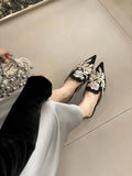 Bonnyshow  Summer New Vintage Baotou Slippers Women's Outer Wear Flat Embroidered Pointed Toe 1 Slip-on Shoes Guofeng Women's Shoes