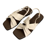 Bonnyshow  New Summer Women Sandals Fashion Simple Versatile Women Shoes Elegant Classic Retro Flats Breathable Daily Buckle Strap Sandals