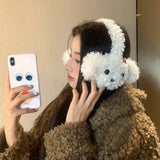 Bonnyshow Winter Thickened Warm Plush Puppy Earmuffs Earplugs Windproof Women's Ear Warm Plush Earmuffs Warm Headphones Accessories Gifts