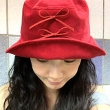 Bonnyshow Ins Bow Knot Bucket Hat Women 2024 Vintage Spring and Summer Korean Niche Designer Thin Sun Protection Hat Red Bow Basin Caps