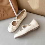 Bonnyshow  5cm Cross Strap Rivet Women Heels Pumps PU Leather Ballet Mary Janes Elevator Shoes Insole Spring Autumn Casual Wedges Loafers