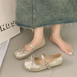 Bonnyshow  Designer Spring Women Mary Jane Shoes Fashion Square Toe Ladies Comfort Soft Sole Flats Women's Comfort Ballerinas Shoes