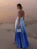 Bonnyshow  Open Back BabYoung Midi Women Elegant Grandient Cutout Sleeveless Maxi Dress Summer Bodycon Feminino Evening Party Clothing