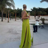 Bonnyshow  Ladies O-neck Sleeveless Long Top and Skirt 2pc Set Spring Summer Hollow Out Backless Beach Suit Fashion Pleated Holiday Outfits