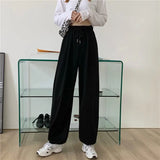 Bonnyshow Gray Sweatpants for Women Autumn New Baggy Fashion Oversize Sports Pants Balck Trousers Female Joggers Streetwear