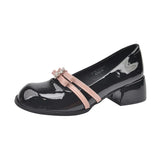 Bonnyshow  New Black Thick Heel Mary Jane Shoes Women's Spring and Autumn Retro Style Shallow Mouth Single Shoes for Women