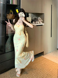 Bonnyshow  Sexy Bodycon Mermaid Dress Summer Fashion Strap Runway Party Robe Women Long Vestidos 2025 New