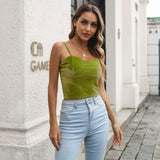 Bonnyshow  Women Summer Short Tank Tops Lady Sleeveless Spaghetti Strap Solid Color Soft Blouses Camis Tops