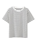 Bonnyshow Summer Short Sleeve Striped T-Shirts Women Knitted Basic Casual Tops Female Cozy Loose Cotton Tees