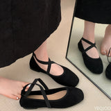 Bonnyshow  Ladies Ballet Shallow Flat Shoes Women's Retro Mary Jane Shoes Luxury soft sole shoe Women cross strap Flats Zapatos Mujer 2025