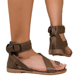Bonnyshow  Women Sandals Soft Leather Summer Shoes Women Ankle Strap Flat Sandals Gladiator Women Summer Flip Flops Casual Chaussure Femme
