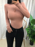 Bonnyshow Thin Summer Top Sexy T Shirt Women Elasticity T-Shirt Korean Style Woman Clothes Slim Tshirt Female Casual Long Sleeve Tops
