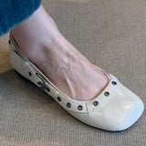 Bonnyshow  Luxury metal design 2025 spring PU leather water-resistant bottom shoes casual comfortable flat bottom non-slip low top shoes
