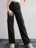 Bonnyshow Y2K Women Vintage Cargo Pants Streetwear Techwear Korean Harajuku Parachute Pants Beige Sweatpants Wide Leg Joggers Trousers