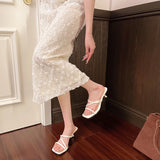 Bonnyshow  Women High Heel Sandals Summer Casual Female Shoes Woman Square Heel Open Toe Ankle Strap Ladies Sandalias Wedge Shoe 2025 New