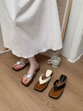 Bonnyshow  Retro Style Summer Women Fashion Clip Toe Slippers Casual Comfort Wedges Heel Beach Vacation Slides Shoes