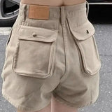 Bonnyshow  Denim Shorts American Retro Women'S Yellow Short Pants For Woman To Wear With Waist Pocket Vintage Normal New In Hot Jeans