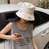 Bonnyshow Kawaii Bow Knot Bucket Hat Japanese Y2k Fashion Sun Protection Fisherman's Hat Korean Women  Summer Cap Y2k Women Accessories