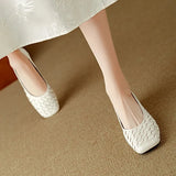 Bonnyshow  Woman Fashion Heeled Sandals Summer Dress Shallow Shoes Weave Retro Women Shoes 2025 New Designer Trend Walking Zapatos De Mujer