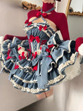 Bonnyshow  Summer New Bow Tie High Waist Slimming Birthday Party Dresses Sleeveless High Waist Sweet Girls Princess Cake Dress