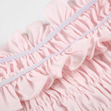 Bonnyshow  Simple Fashion Solid Ruched Women Sweet 2 Piece Set Summer Causal Bow Design Trendy Suit