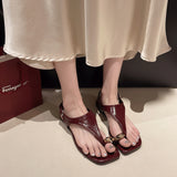 Bonnyshow  Brand Design Women Flat Sandals Clip Toe Leisure Outside Beach Shoes for Lady Fashion Metal Decoration 2025 Summer Footwear
