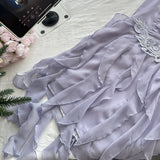 Bonnyshow  Women's Sweet Summer Strapless Irregular Ruffles Fairy Dress Lady Sleeveless Floral Slim Holiday Party Mini Dress