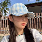 Bonnyshow Plaid Bow Knot Baseball Cap Japanese Y2k Fashions Outdoor Sun Protection Travel Beach Hats Versatile Korean Hip-hop Hat Women