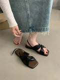 Bonnyshow  New Summer Women Sandals Fashion Simple Versatile Women Shoes Elegant Classic Retro Flats Breathable Daily Buckle Strap Sandals
