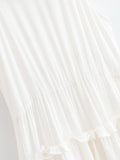 Bonnyshow  BOHO Summer White Black Wood ears Ruffles V neck Sleeveless Dress Women Loose Cascade A-lined Hem Short Dresses Summr Robe
