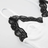 Bonnyshow  Lace Spliced Slim Fit Causal Simple Patchwork Women Camisole Tops Fashion Summer Basic Blouses