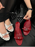 Bonnyshow  New Summer Thin Low Heels Slippers Women Fashion Butterfly-knot Open Toe Sandals Female Slides Shoes