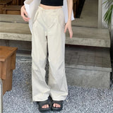 Bonnyshow Vintage Y2k Baggy Cargo Pants Oversized Casual Wide Leg Woman's Trousers America Retro High Waist Summer Korean Fashion