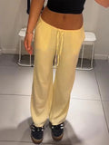 Bonnyshow  Y2k Vintage Loose Pants Women Comfy Loung Pants Streetwear Casual Tie Up Waist Wide Leg Trousers Women Sportwear Streetwear