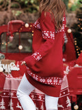 Bonnyshow  Women s Festive Holiday Snowflake Print Turtleneck Sweater with Long Sleeves and Medium Length Pullover Knitwear