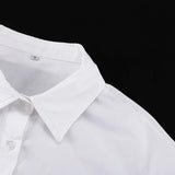 Bonnyshow  Casual Shirt Dress For Women Lapel Folds Short Dress Loose High Waist A-line Dress Buttons 2025 New Female White Dresses