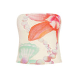 Bonnyshow  Fashion Simple Flower Prints Slim Fit Women Straps Tops Causal Design Summer Basic Hottie Holiday Style Blouses