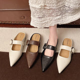 Bonnyshow  New French Style Low Heel Square Mary Jane Shoes Women's Shoes Slippers Retro Fashionable Small Leather Shoes