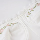 Bonnyshow  Floral Embroidery Summer Camisole Backless Slim Sexy Hottie Casual Sleeveless Crop Tops Basic Streetwear Clothings