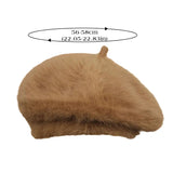 Bonnyshow Winter Plush Beret Hat for Women Faux Rabbit Fur Warm Newsboy Cap Soft Solid Color Thicken Artist Painter Caps