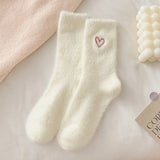 Bonnyshow Colorful Striped Socks Women Autumn Winter Mink Fleece Floor Sock Soft Thicken Plush Indoor Socks Female Fluffy Sox