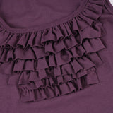 Bonnyshow  Solid Ruffle Slim Fit Elegant Women Vest Fashion Simple Causal Sweet Cake Ruched Square Neck Blouses