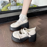 Bonnyshow  Black Super High Heels Mary Jane Shoes Women 2025Goth Chunky Platform Pumps Woman Plus Size Ankle Buckle Party Lolita Shoes